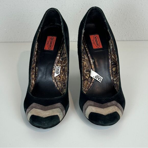Missoni for Target Black Brown Suede Mod Block Heels 7 - Picture 2 of 10
